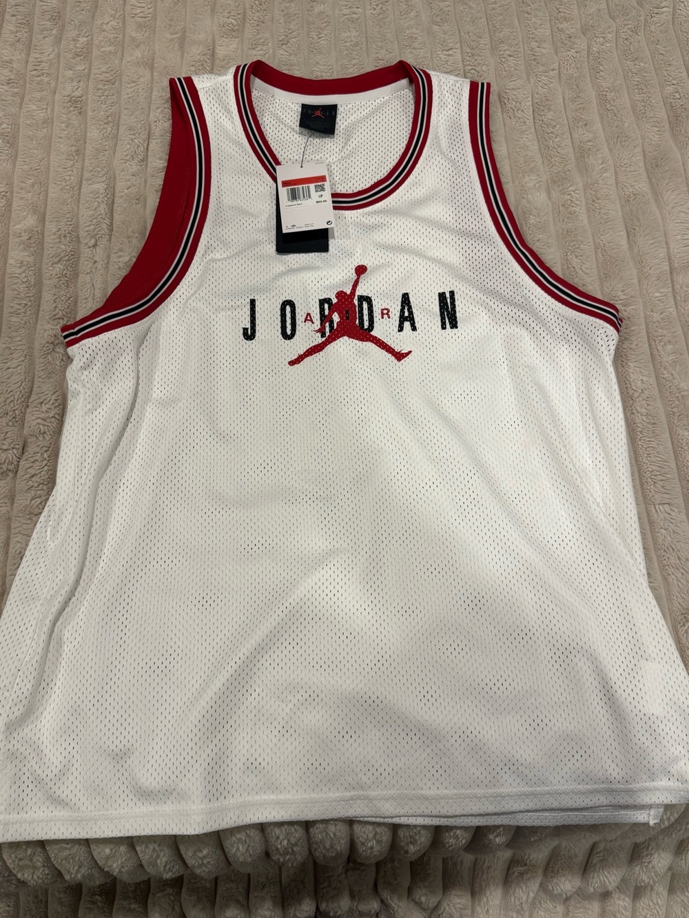 Jordan Men’s White & Red Mesh Basketball Jersey